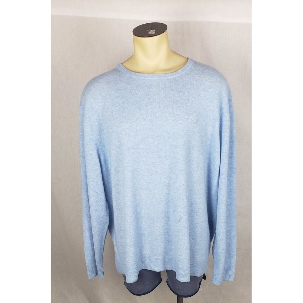 The Commons Mens 3XL Seafoam Blue 100% Cashmere Sweater Big Tall Soft Light Fall